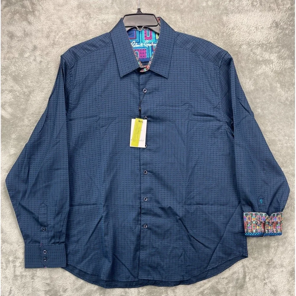 NWT‎ Robert Graham Men's Callaghan Shirt 3XL Blue Classic Fit Long Sleeve